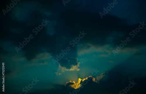 Moonlight in Cloudscape at Night in Lugano, Ticino, Switzerland.