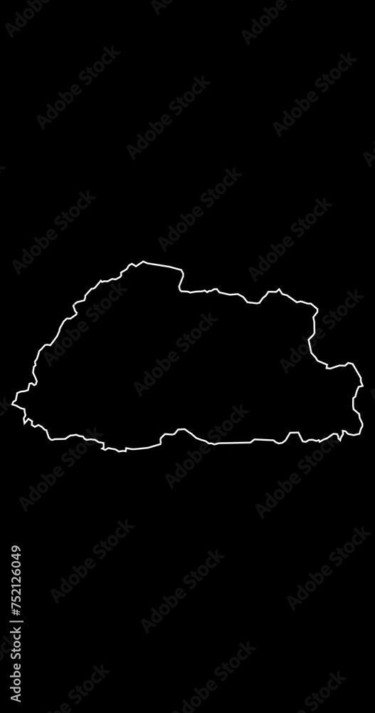 Bhutan map outline animation vertical video Bhutan map outline animation vertical video