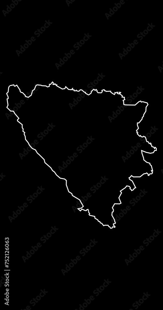 Bosnia-Herzegovina map outline animation vertical video Bosnia-Herzegovina map outline animation vertical video