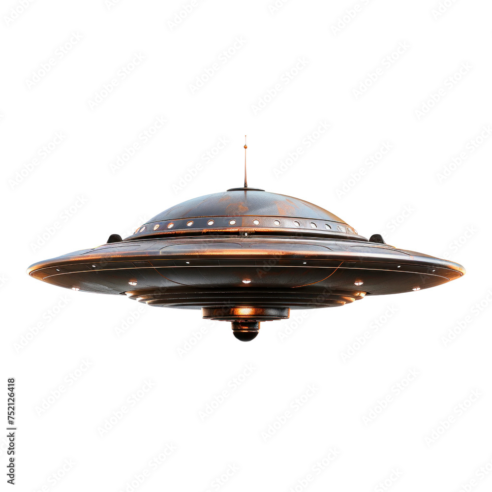 Fototapeta premium UFO in retro style. Isolated on transparent background. 