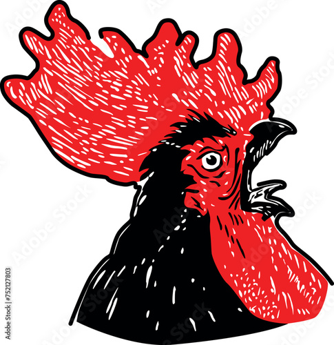 Ilustración vectorial de un gallo cantando