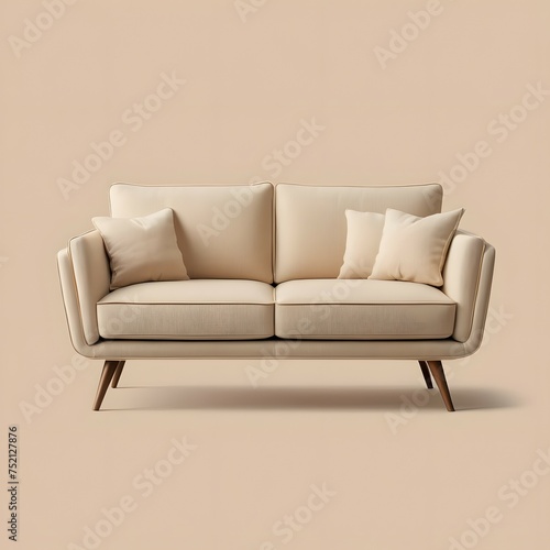 Beige sofa on a soft beige background © LilithArt