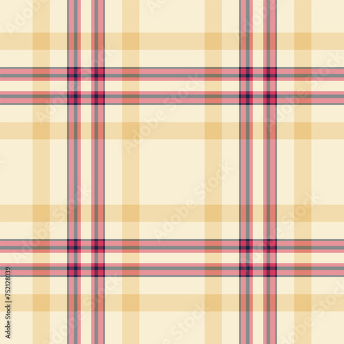 Difficult check texture tartan, yard vector fabric textile. Installing plaid seamless background pattern in red and antique white colors.