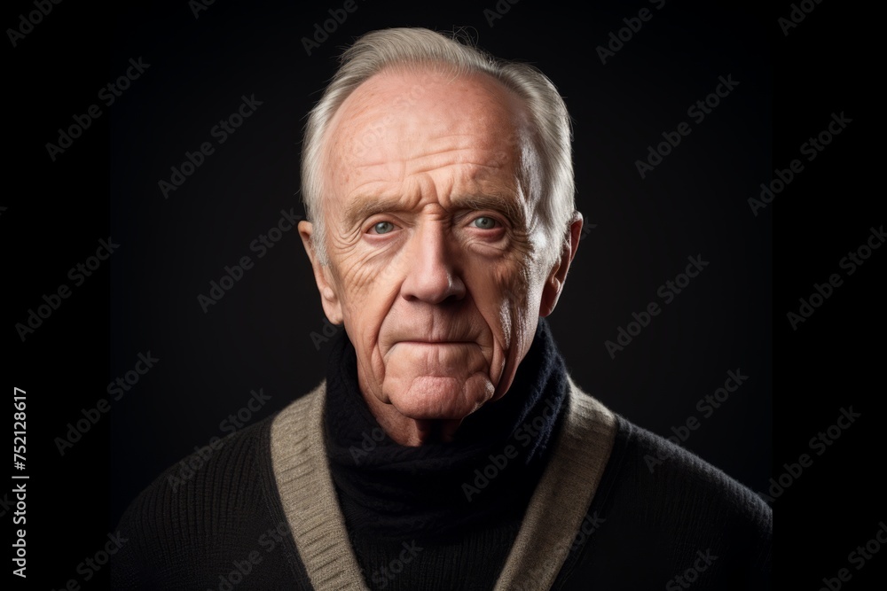 Portrait of a senior man with grey hair on a black background. Portrait of a senior man with grey hair on a black background.