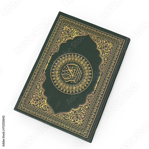 Holy Quran with arabic calligraphy text meaning of Al Quran. Islamic concept background