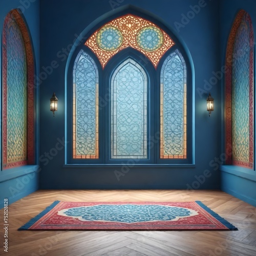 3d view of place with lantern and mat Ramadan background