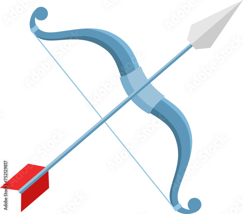 Cartoon Prince Knight Bow And Arrow Weapon. Vector Illustration Flat Design Isolated On Transparent Background