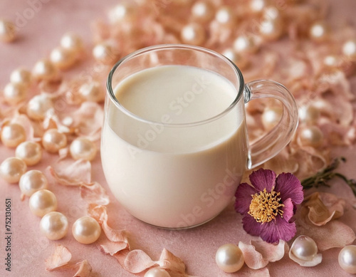 glass of milk and cookies
pink background. light background. flower petals. dried fruits. cup with milk. cup on a light background. nacre. dessert. romance. cocktail. drink. milkshake.