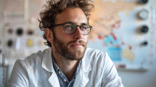 Portrait of Male geophysicist studying seismic activity photo