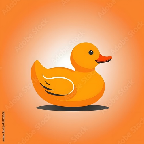 Rubber duck on an orange background