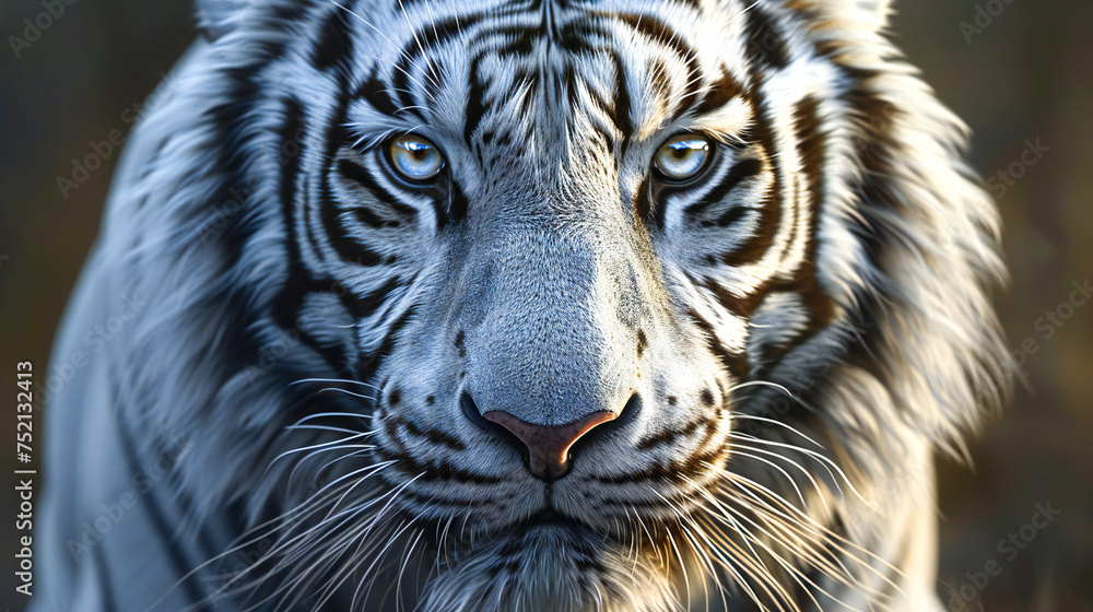 A close up of a beautiful white tiger