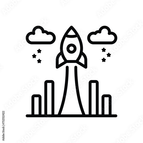 Black line icon for growth