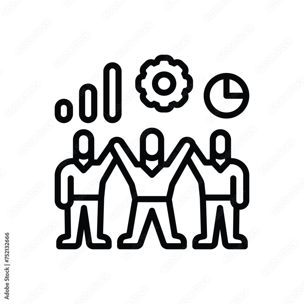 Black line icon for teamwork Black line icon for teamwork