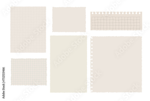 Scrapbook papers. Blank notebook torn pages vector illustration.