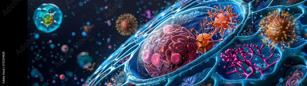 Exploding Animal Cell Crosssectional of eukaryote ,plant and animals cell colorful ,cell wall ...