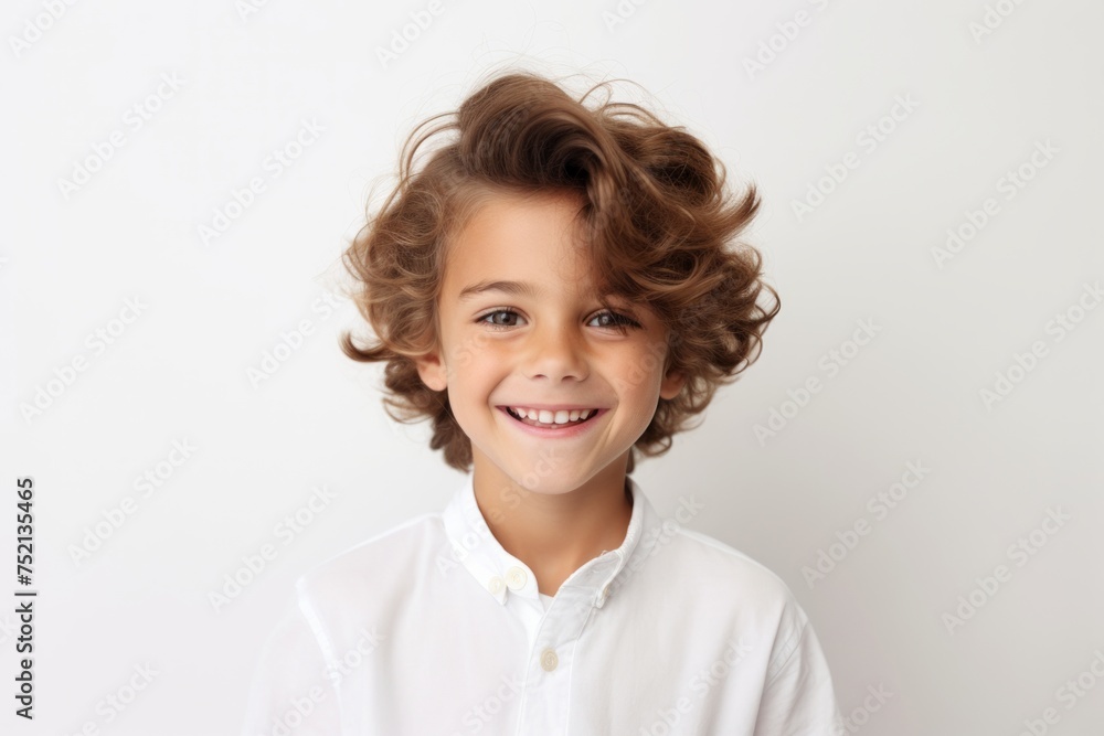 Portrait of a cute little boy with curly hair on white background Portrait of a cute little boy with curly hair on white background