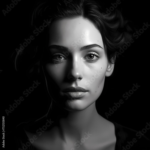 Black and White Female Portrait