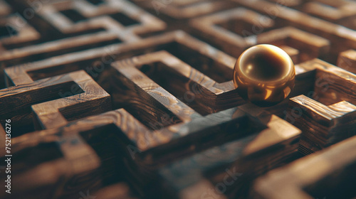 Wooden labyrinth, maze.  photo