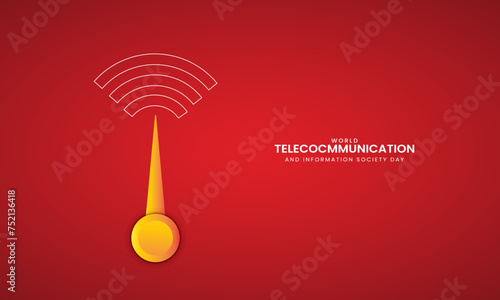 World Telecommunication day,  Wifi wave, creative telecommunication day, 3d vector.