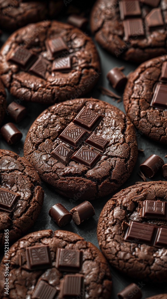 A close-up on chocolate cookies A close-up on chocolate cookies