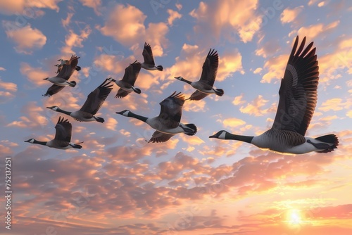 The Graceful Formation of Migrating Geese photo