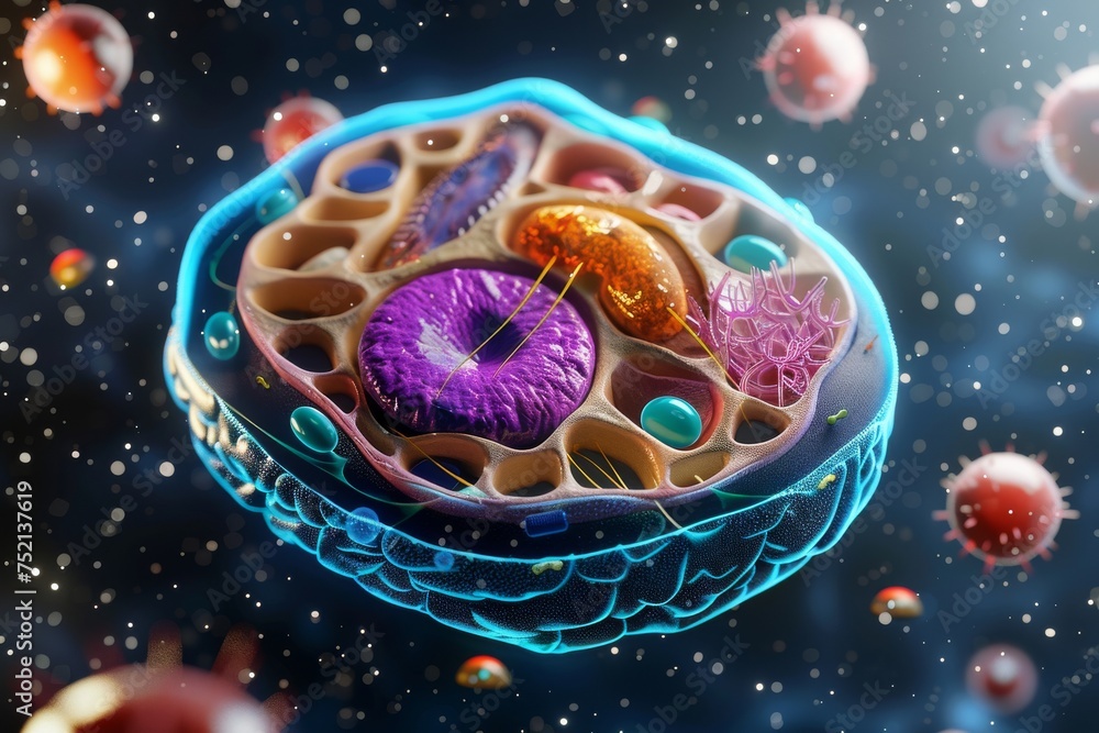 Crosssectional of eukaryote ,plant and animals cell colorful ,cell wall ...