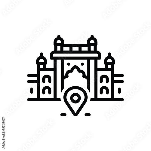 Black line icon for place