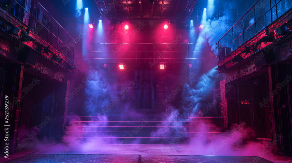 Stage lights with smoke and illumination