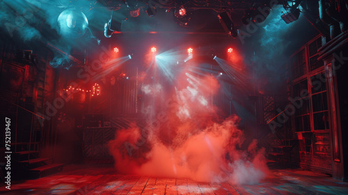 Stage lights with smoke and illumination