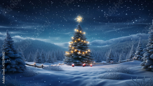 Christmas tree in nature and in the dark © juraj