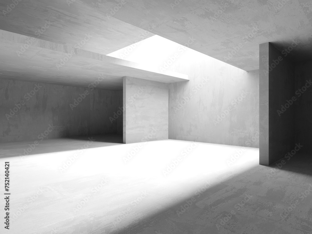 Abstract empty concrete interior. Minimalistic dark room design template Abstract empty concrete interior. Minimalistic dark room design template