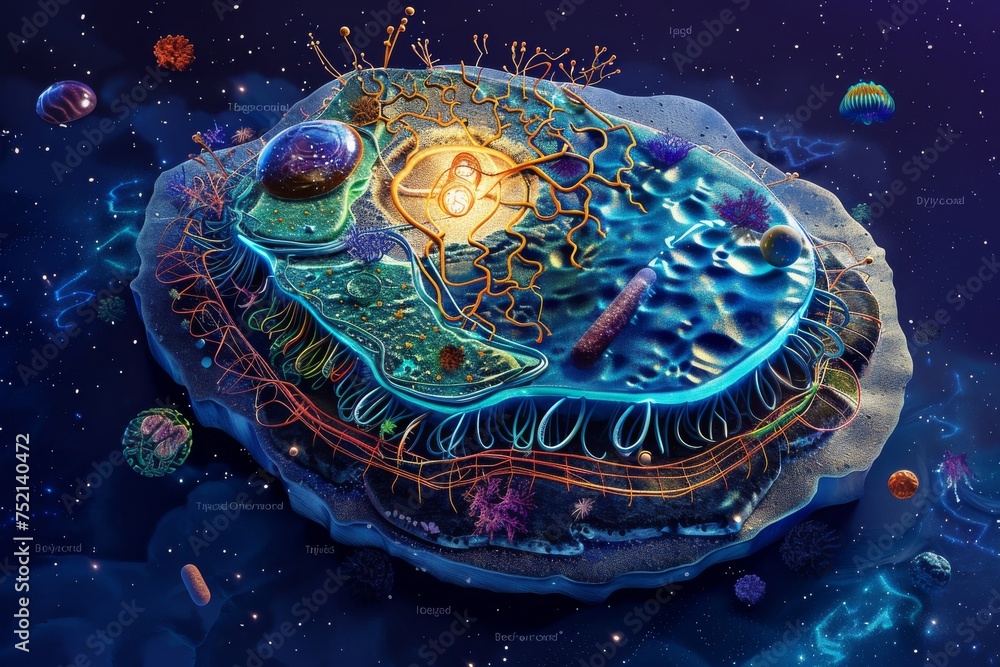 Exploding Animal Cell Foto Stock Crosssectional of eukaryote ,plant and animals cell colorful ...