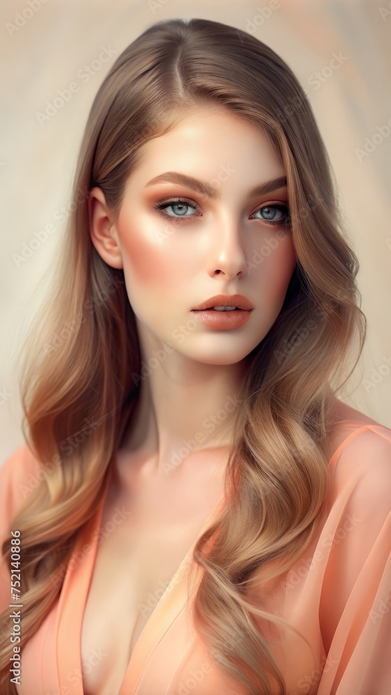Pastel and grace: portrait of a girl with long hair
