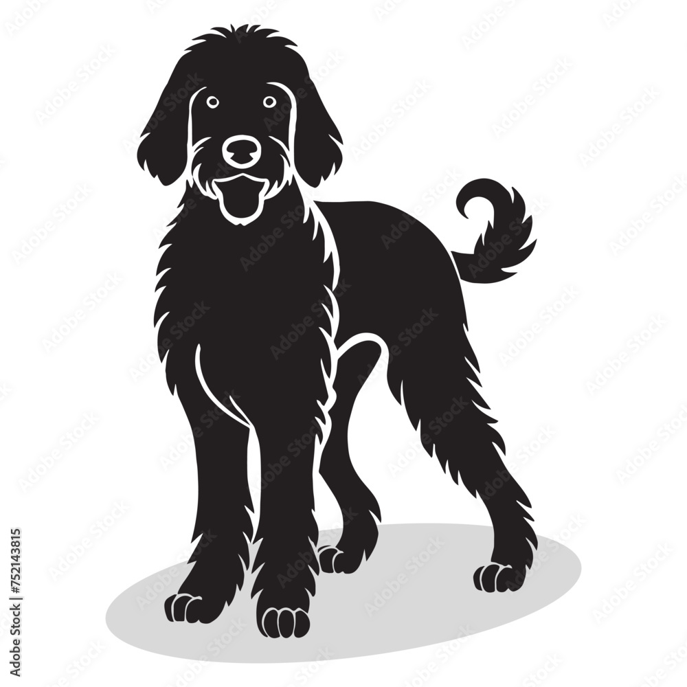 Goldendoodle Retriever silhouettes and icons. Black flat color simple elegant white background Goldendoodle animal vector and illustration.
