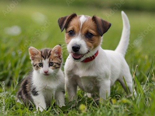 jack russell terrier sitting on the grass © Rubeena
