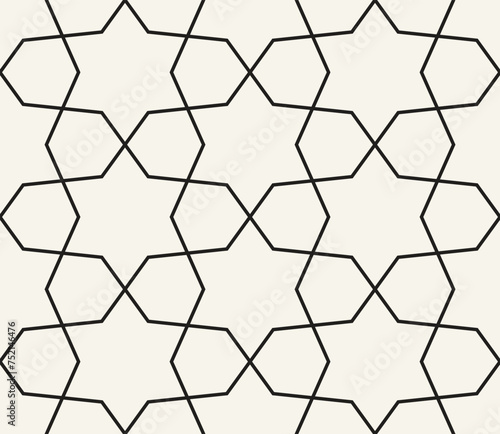 Vector seamless pattern. Repeating geometric elements. Stylish monochrome background design.