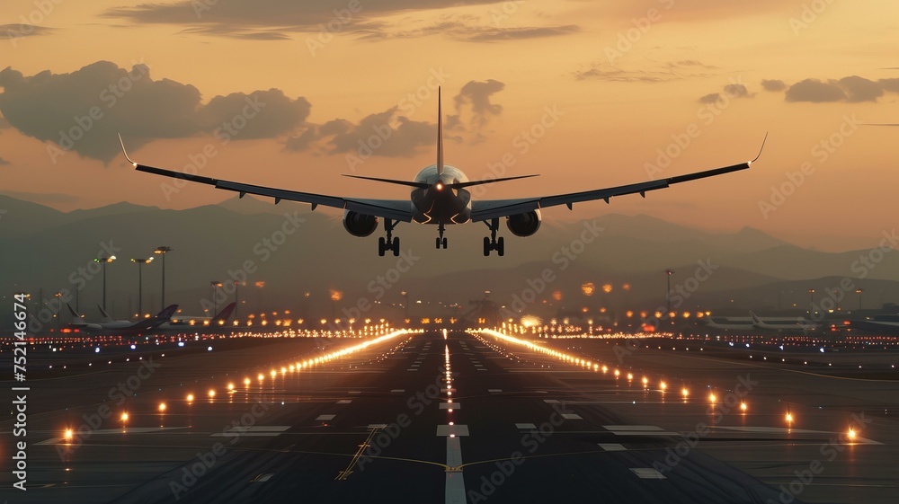 Airplane taking off from the airport., AI Generative Airplane taking off from the airport., AI Generative