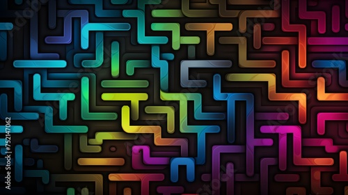Colorful Interlocking 3D Maze Pattern