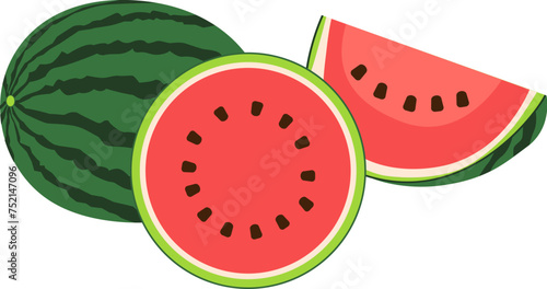 Cute red sliced watermelon  summer fruit illustration design.