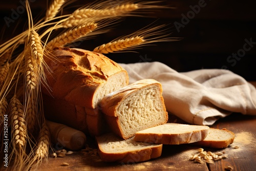 a loaf of bread with wheat ears