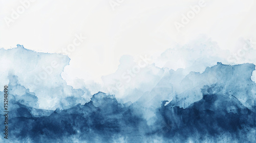 Aquarelle Rustic Picture. Ink Sea Print. Sea Trendy
