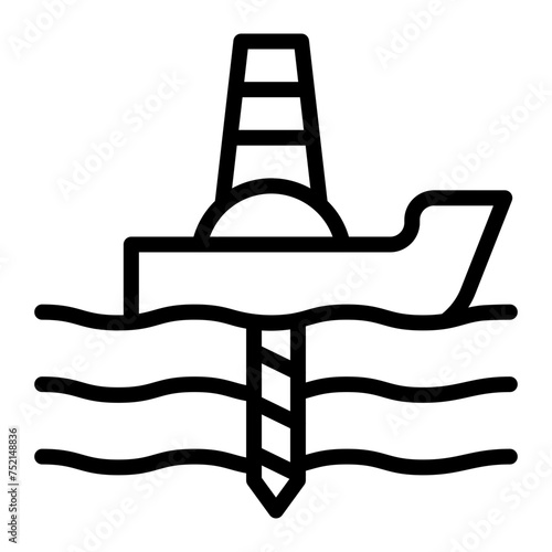 Deep Sea Mining Vector Line Icon