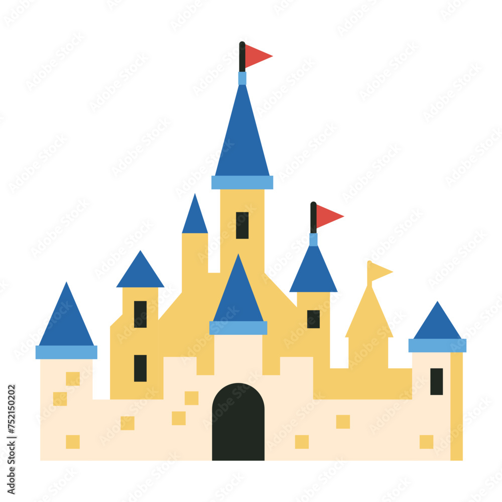 Fairytale Castle Icon in Flat Design