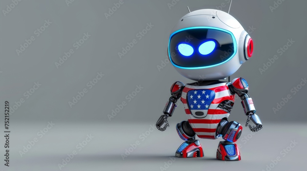 Robot celebrating Independence day Robot celebrating Independence day