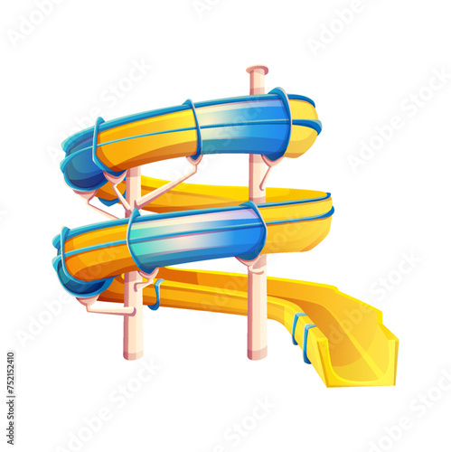 Vortex half tube waterslide color vector icon. Curved speed slide at aquapark for extreme amusement illustration isolated on white background