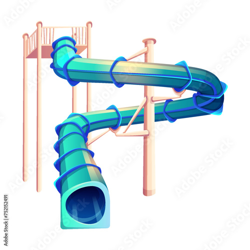 Serpentine tunnel waterslide color vector icon. Spiral shaped slide for aquapark guests amusement illustration isolated on white background