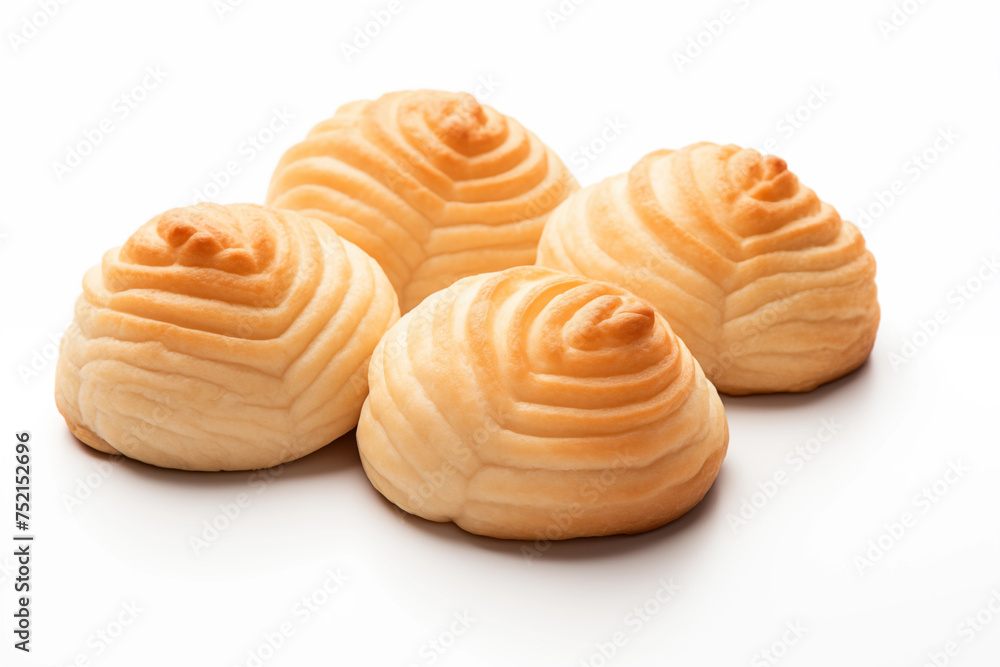 Small Custard Cakes in plate on old green wooden background, Small Custard Cakes in plate on old green wooden background,