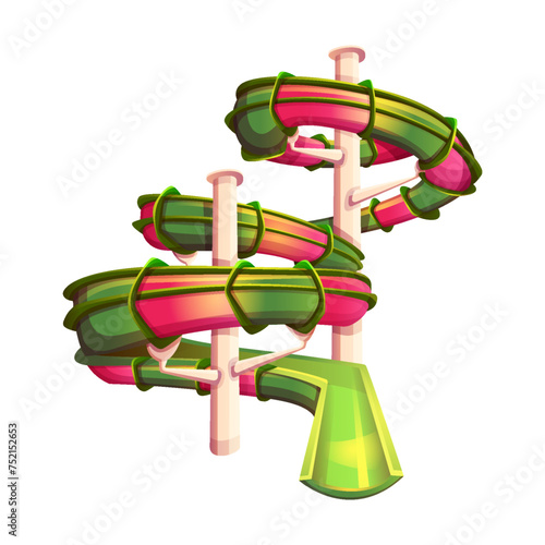 Serpentine tunnel waterslide color vector icon. Spiral shaped slide for aquapark guests amusement illustration isolated on white background