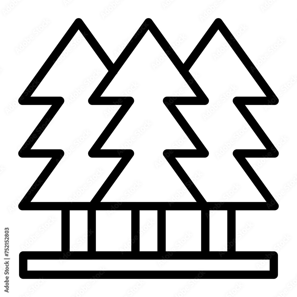 Pine Tress Vector Line Icon Pine Tress Vector Line Icon