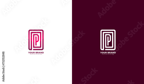 Square letter p logo. Line p icon design. Graphic vector illustration